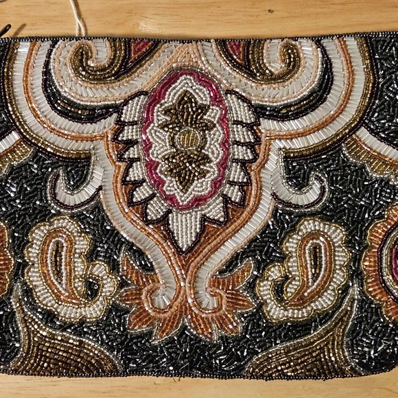 Vintage La Regale Heavily Beaded Handbag Purse Evening Wear = Paisley Pattern - Picture 2 of 3